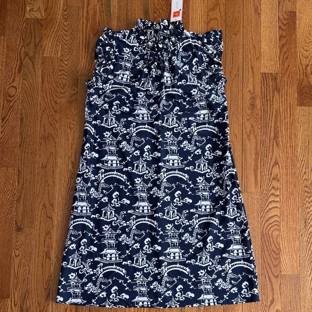Jude Connally Navy and White Printed Dress size XS NWT